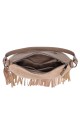 33004-BV Sac à main épaule effet nubuck avec franges