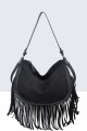33004-BV Sac à main épaule effet nubuck avec franges