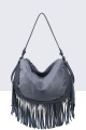 33004-BV Sac à main épaule effet nubuck avec franges
