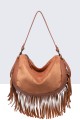 33004-BV Sac à main épaule effet nubuck avec franges