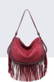 33004-BV Sac à main épaule effet nubuck avec franges