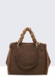 60027-BV Handbag with synthetic fur trim