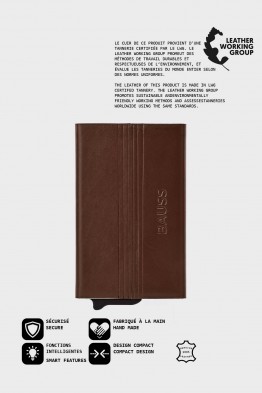 BAUSS B697SH Porte-carte boitier en cuir de vachette avec protection RFID