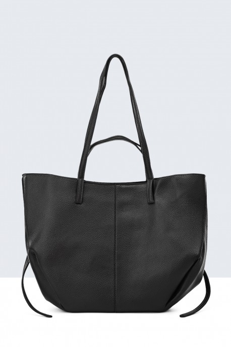 28829-BV Grained tote shoulder handbag with 2 handles : colour:Black