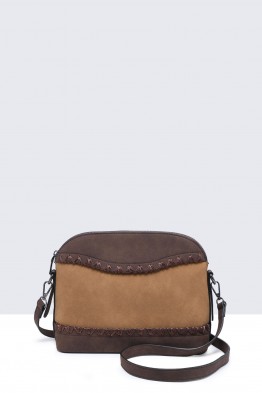 28911-BV Sac à bandoulière effet nubuck avec bordure lacée