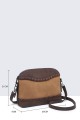 28911-BV Sac à bandoulière effet nubuck avec bordure lacée