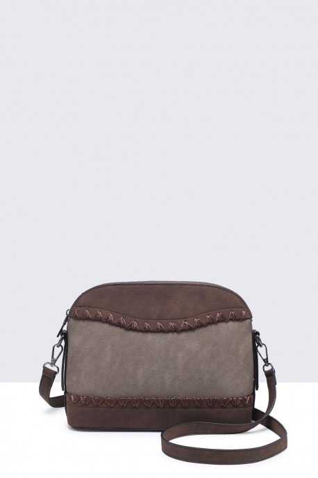 28911-BV Nubuck effect crossbody bag Laced edge : colour:Taupe