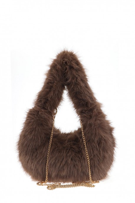 70812-BV Faux fur handbag : colour:Khaki