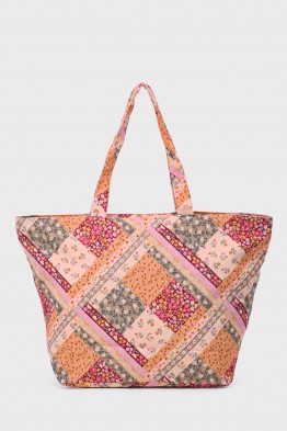 BG-6861 Grand Sac Cabas textile coton avec motif petits pois