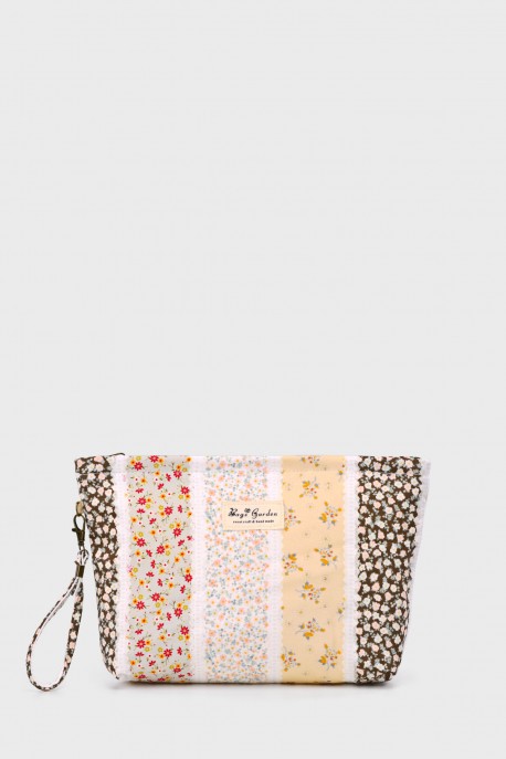 BG-6862 Pochette trousse maquillage fleurs liberty : couleur:Beige