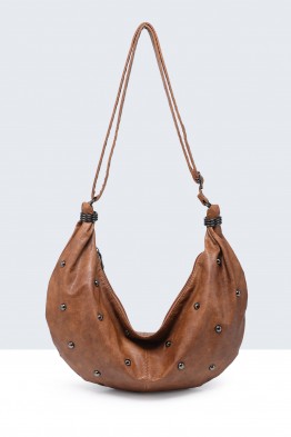 28835-BV Sac à main épaule avec clous forme banane