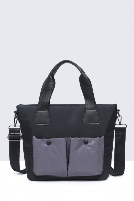 28917-BV Waterproof nylon canvas satchel handbag : colour:Black