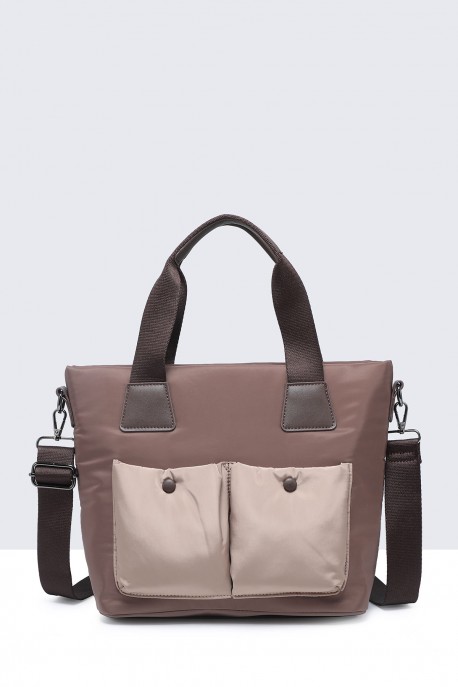 28917-BV Waterproof nylon canvas satchel handbag : colour:Coffee