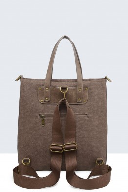 Sac à dos synthétique clouté avec finition effet toile 28921-BV