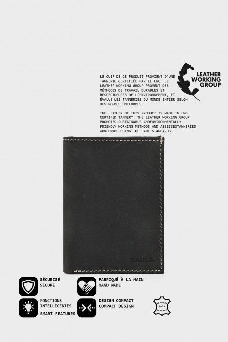 B613AV Portefeuille en cuir BAUSS® avec protection RFID : couleur:Gris (Grey)