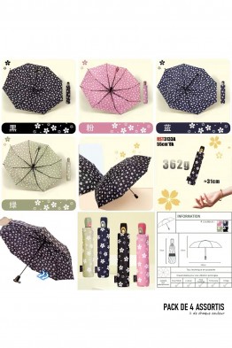 RST3133A Parapluie pliant motif fleur de cerisier ouverture auto