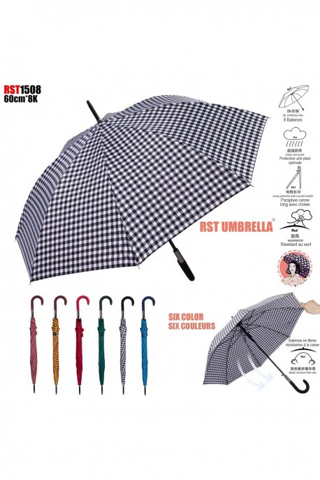 RST1508 Parapluie en canne automatique à motif vichy