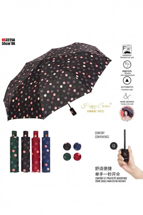 RST3225A Parapluie pliant motif pois ouverture auto