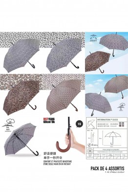 RST1506 Parapluie en canne automatique à motif léopard