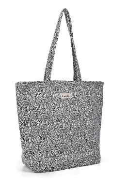 La Matilda - Grand Tote Bag Hojas Negro M105-79
