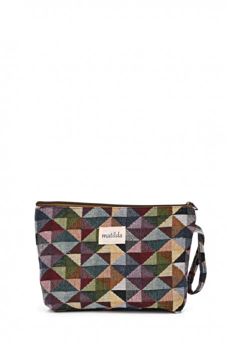 La Matilda - Large textile pouch makeup bag TRIÁNGULOS M105-36