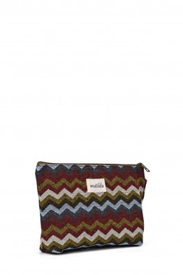La Matilda - Large textile pouch makeup bag ZIGZAG VINTAGE M115-51