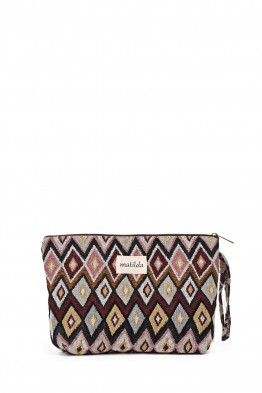 La Matilda - Grande Pochette trousse maquillage textile PASTEL ROMBO M115-59