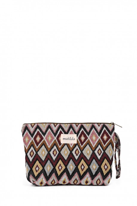 La Matilda - Grande Pochette trousse maquillage textile PASTEL ROMBO M115-59