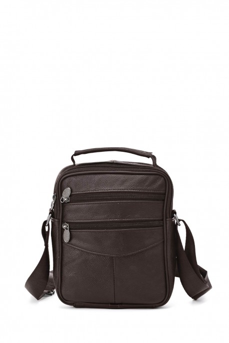 Sacoche reporter en croûte de cuir KJ7792 : couleur:Marron fonc&eacute;