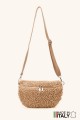 Synthetic sheepskin wool small size fanny pack with leather shoulder strap ZE-9011-VQ