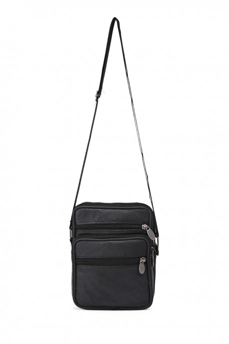 Sacoche reporter en croûte de cuir KJ8605 : couleur:Noir (Black)