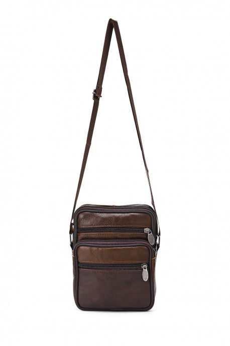 Split Leather crossbody bag KJ8605 : colour:Marron fonc&eacute;
