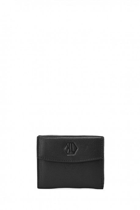 Porte-monnaie en cuir KJ-89145 : couleur:Noir (Black)
