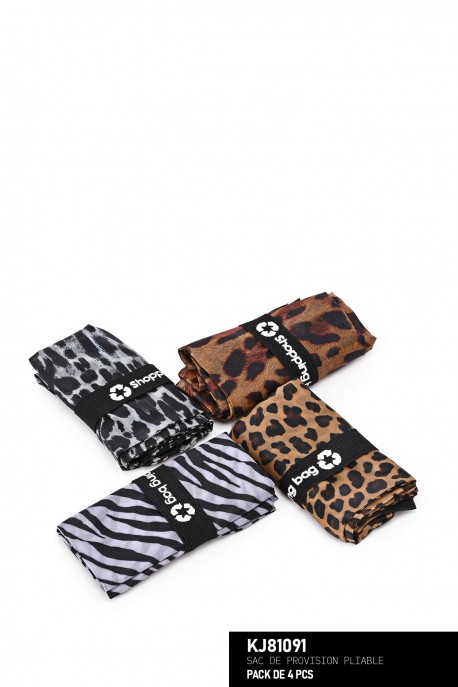 KJ81091 Sacs de provision pliable textile, ultra léger : couleur:Pack de 4