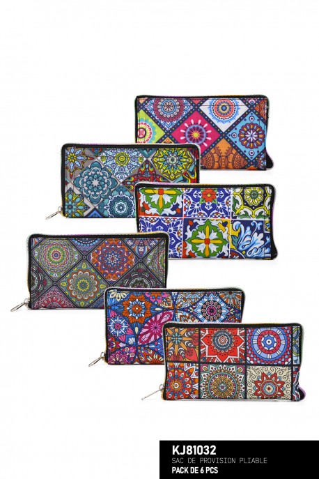 KJ81032 Sacs de provision pliable textile, ultra léger : couleur:Pack de 6