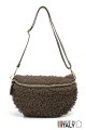 Sac banane laine mouton synthétique bandoulière en cuir ZE-9008