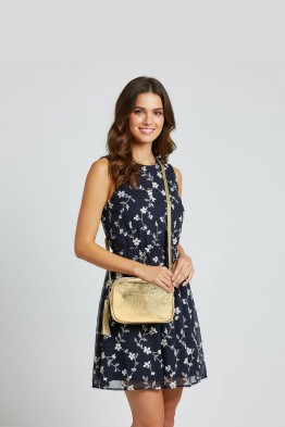 Metallic Grained Leather crossbody bag ZE-9019-MT