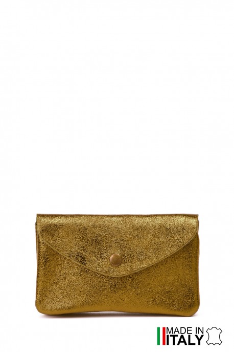 Porte-monnaie Pochette cuir métallisé ZE-8002 : Couleur:Or rouill&eacute; (L-505)
