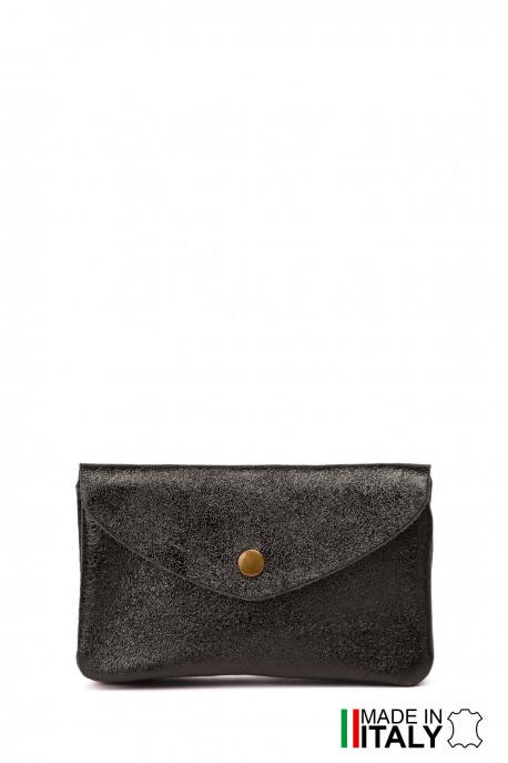Porte-monnaie Pochette cuir métallisé ZE-8002 : Couleur:P&eacute;trole (L-511)