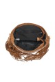 12772-BV Sac Bandoulière seau à frange et clous style Bohème