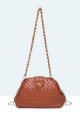 28929-BV Sac à bandoulière minaudière à fermoir armature rigide motif tressé