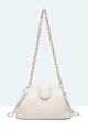 28929-BV Shoulder bag clutch bag with rigid frame clasp and woven pattern