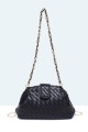 28929-BV Sac à bandoulière minaudière à fermoir armature rigide motif tressé