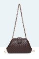 28929-BV Sac à bandoulière minaudière à fermoir armature rigide motif tressé