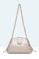 28929-BV Shoulder bag clutch bag with rigid frame clasp and woven pattern