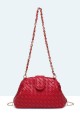 28929-BV Sac à bandoulière minaudière à fermoir armature rigide motif tressé