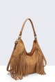 28936-BV Sac épaule à frange et clous style Bohème