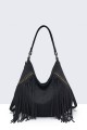 28936-BV Bohemian-style shoulder bag with fringe and studs