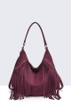 28936-BV Sac épaule à frange et clous style Bohème