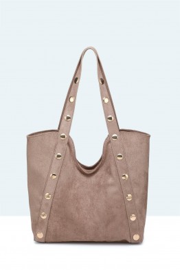 28937-BV Sac à main effet daim avec clous